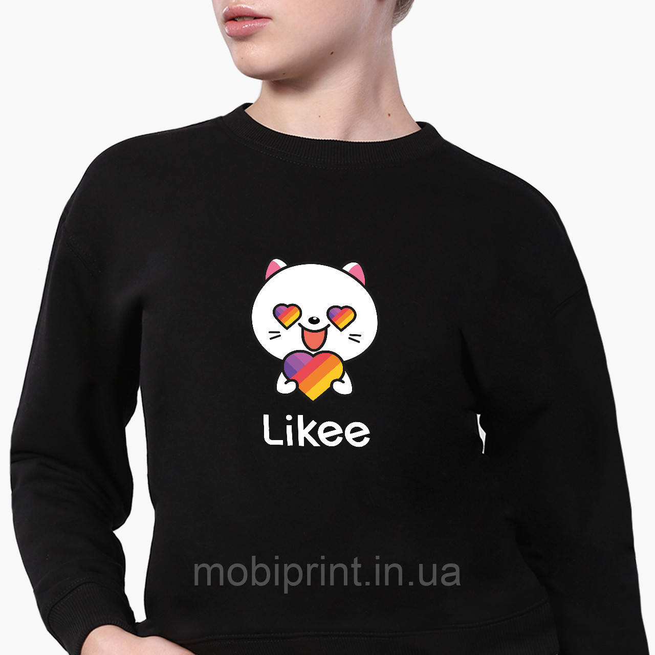 

Свитшот для девочки Лайк Котик (Likee Cat) (9509-1036) Черный 164