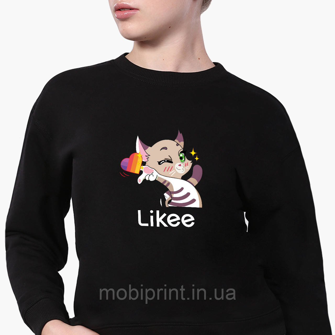 

Свитшот для девочки Лайк Котик (Likee Cat) (9509-1032) Черный 164