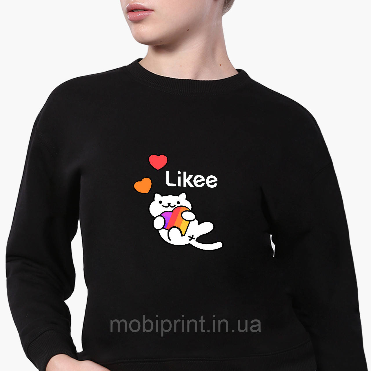 

Свитшот для девочки Лайк Котик (Likee Cat) (9509-1039) Черный 164