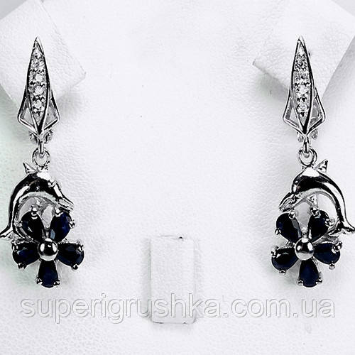 

Серьги из серебра с сапфирами дельфины
