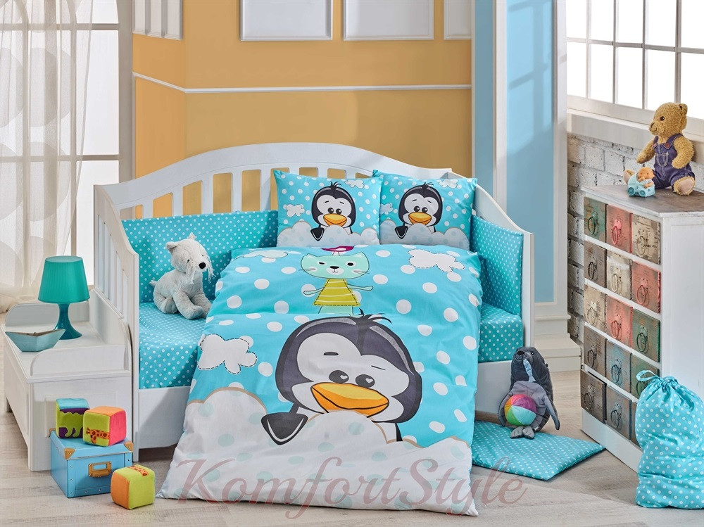 

Комплект постельного белья HOBBY детский Penguin голубой 100*150/2*35*45