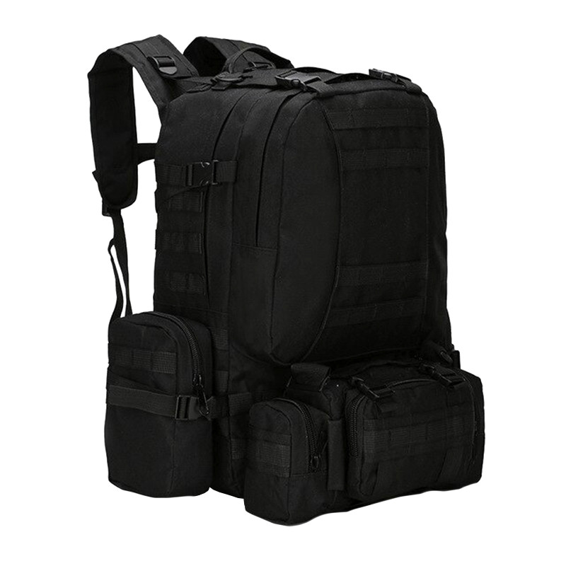 

Рюкзак тактический +3 подсумка AOKALI Outdoor B08 Black для военных армейский спецрюкзак, Черный