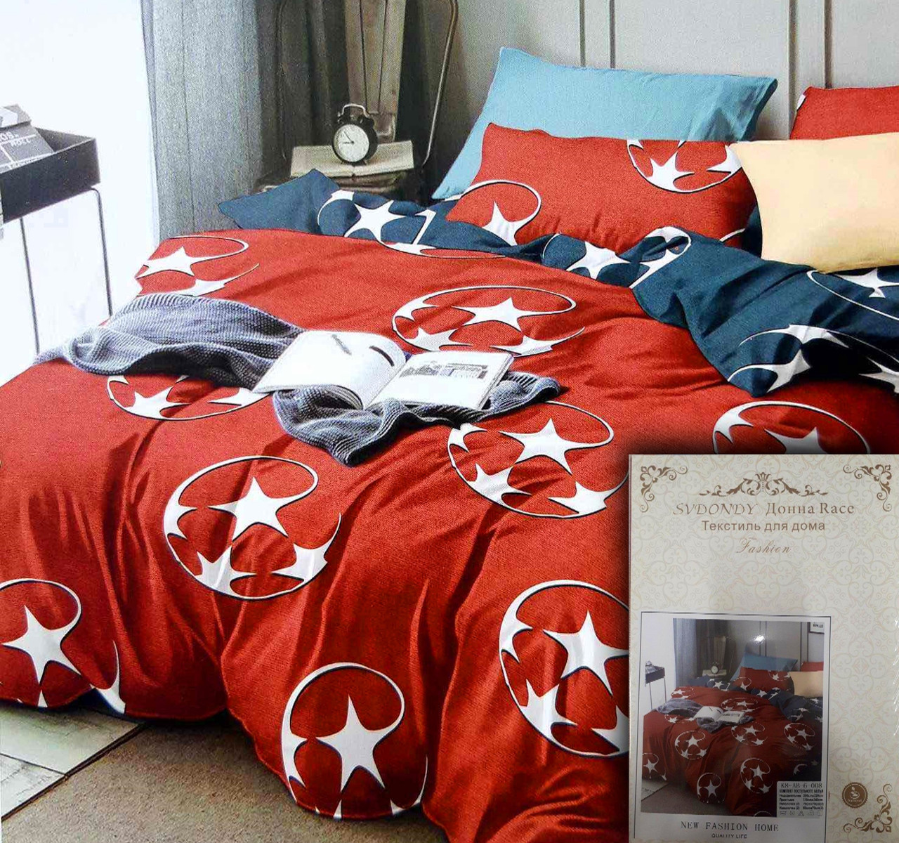 Комплект постельного белья со Звездами ТМ Донна Race, размер Евро, тка
