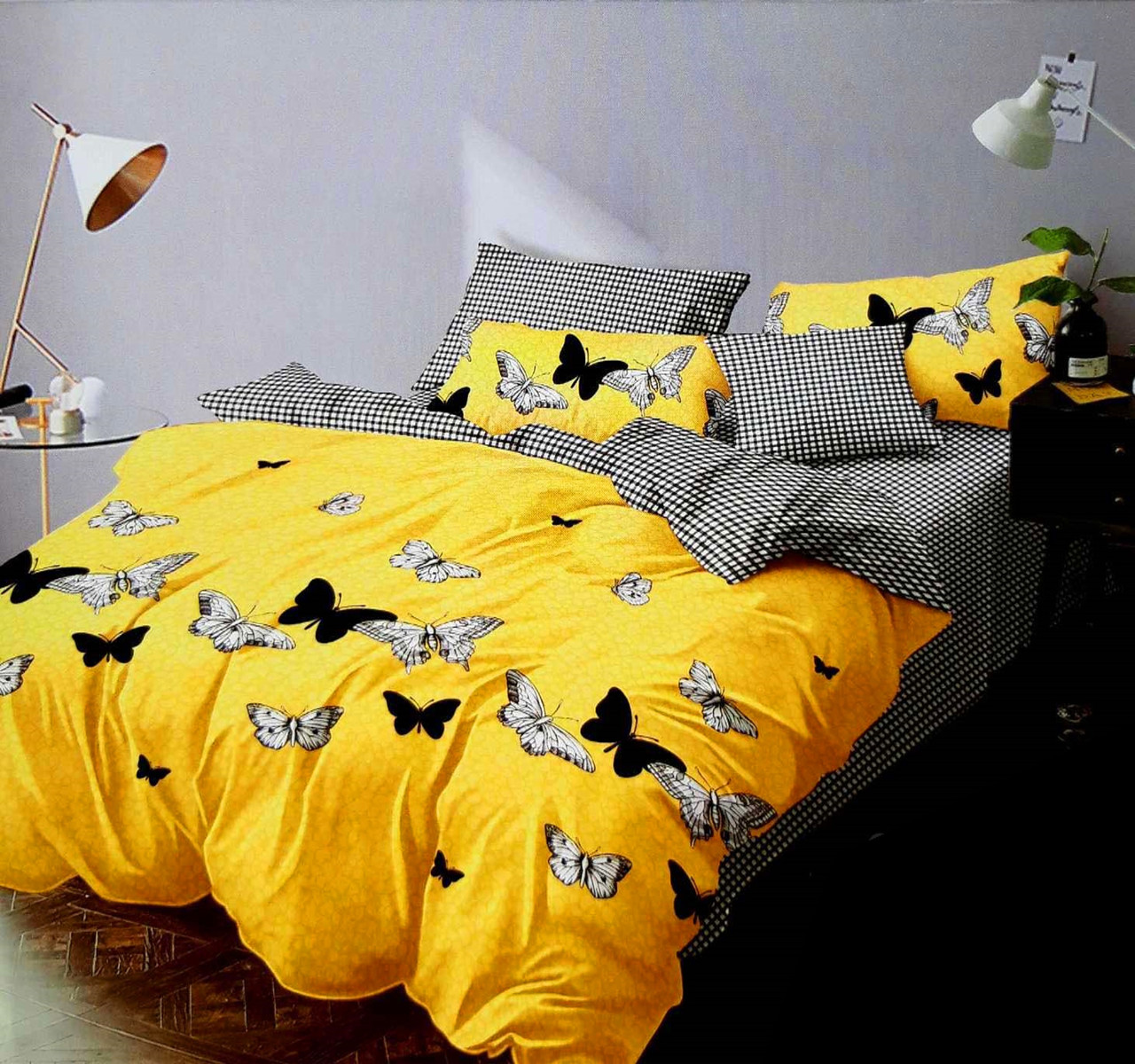 Комплект постельного белья Бабочки ТМ Донна Race, размер Евро, ткань с