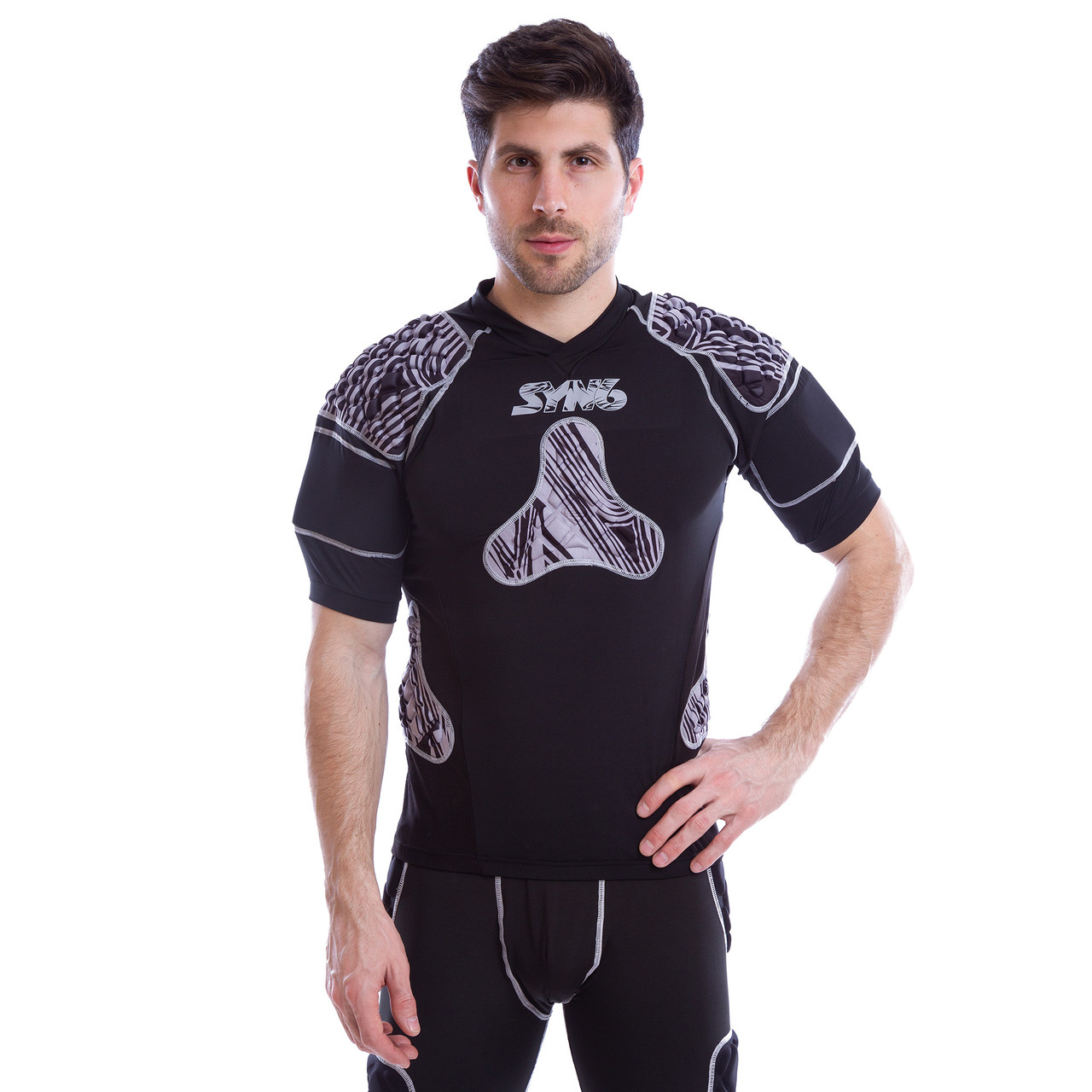 

Футболка для регби с защитой SYN6 SS375-F (р-р L-XL, черный-серый)