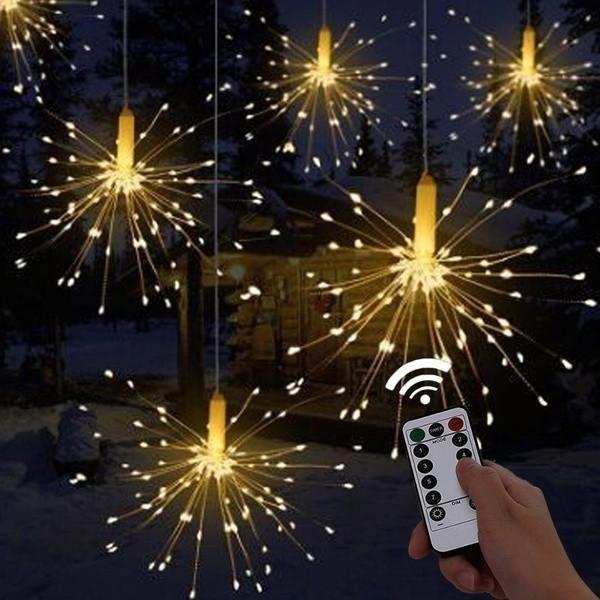 

Светодиодная гирлянда висящие снежинки автономные 120LED, длина нити 16см с пультом