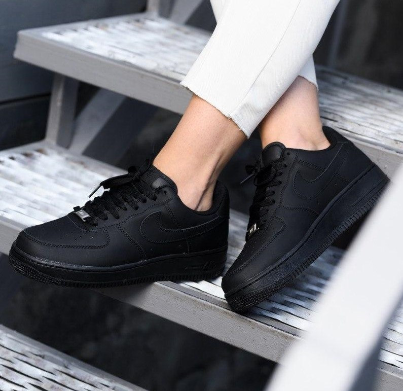 

Nike Air Force 1 Low All Black | кроссовки мужские и женские; черные; осенние/весенние; кожаные; 43, Черный