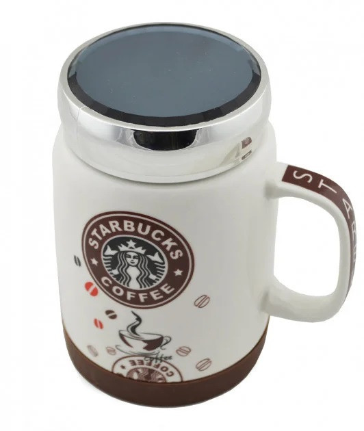 

ЧАШКА КЕРАМИЧЕСКАЯ С КРЫШКОЙ STARBUCKS SH 025-1 BROWN КРУЖКА СТАРБАКС