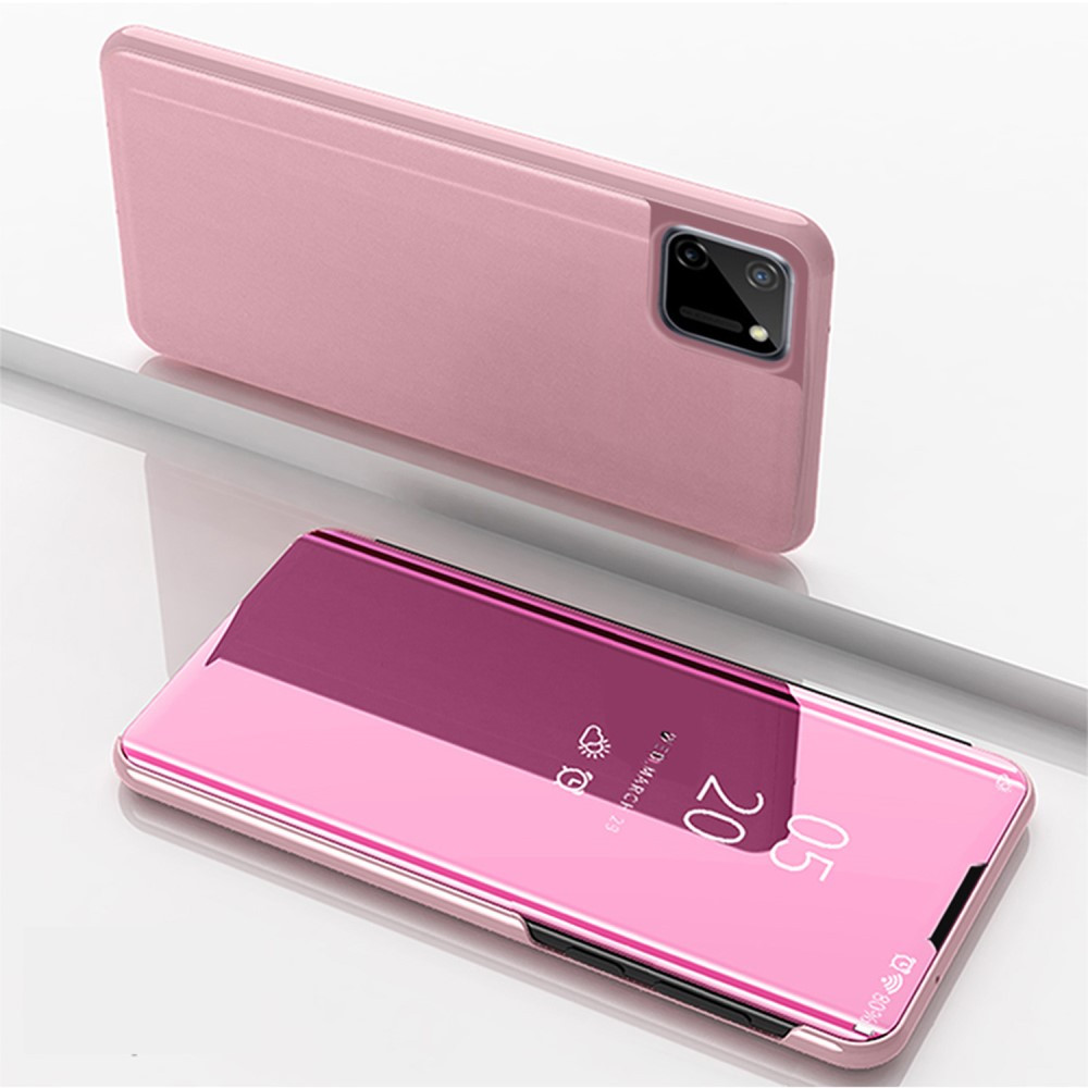 

Чехол книжка для Realme C11 боковой с зеркальной крышкой, Золотисто-розовый, Розовое золото