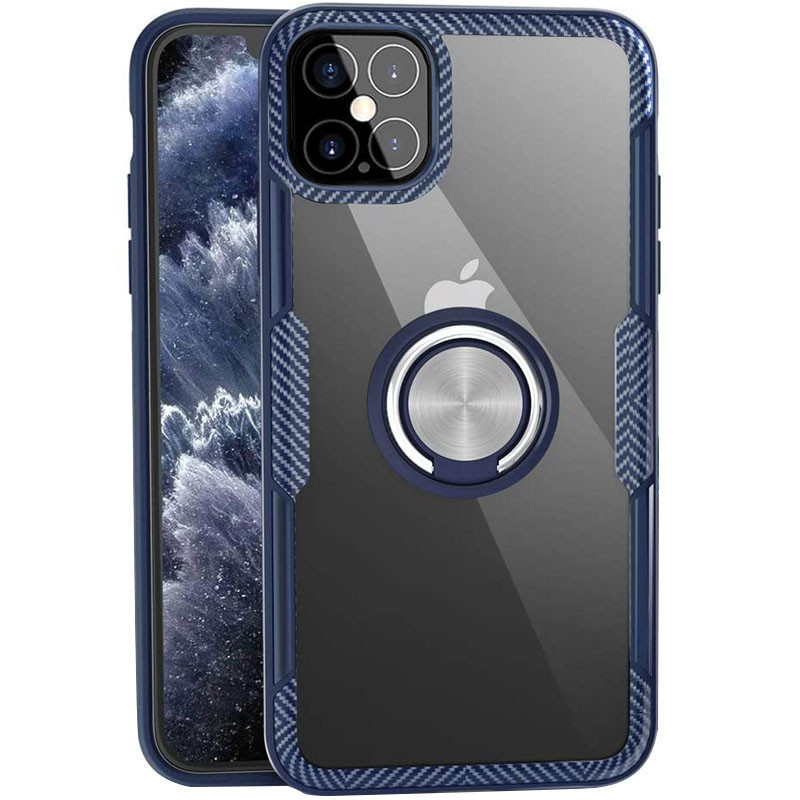 

TPU+PC чехол Deen CrystalRing for Magnet (opp) для Apple iPhone 12 Pro Max (6.7"), Бесцветный / темно-синий