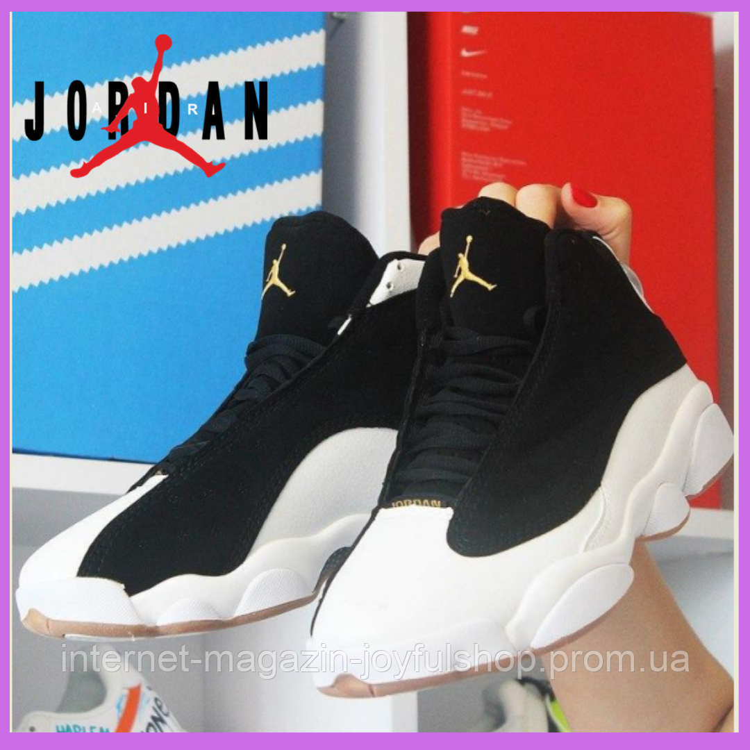 

Мужские кроссовки Nike Air Jordan 13 Black White Найк аир джордан черно-белые, Черный