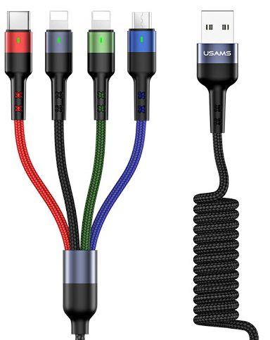 

Кабель USB Usams U26 4in1 Spring Braided 1.5м Black (US-SJ349)