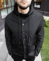 Чоловіча куртка на блискавці з капюшоном. Чоловіча куртка чорного кольору. Стильна чоловіча курточка., фото 1