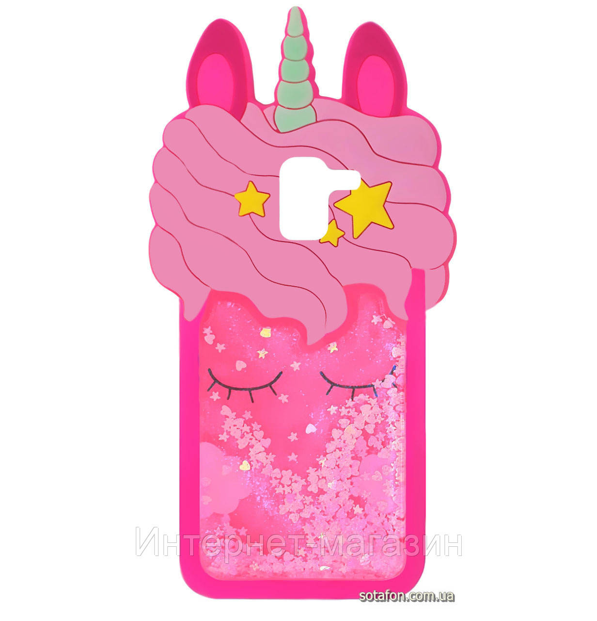 

Чехол-накладка TPU 3D (Жидкий Блеск) Little Unicorn для Samsung Galaxy J6 (2018) SM-J600F Crimson, Малиновый