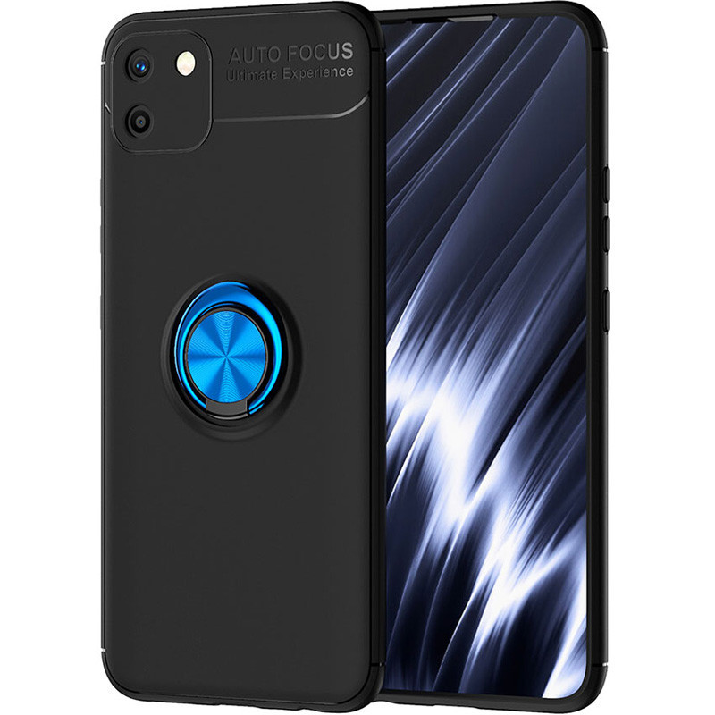 

TPU чехол Deen ColorRing под магнитный держатель (opp) для Realme C11, Черный / синий