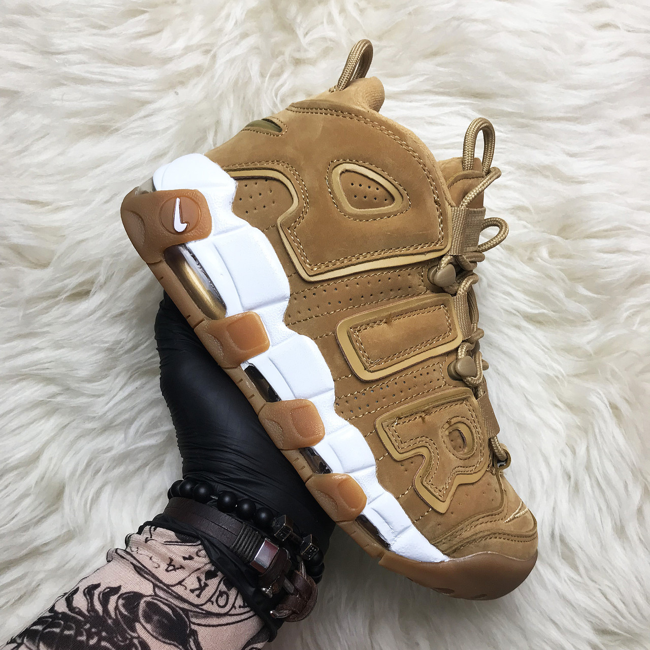 

Женские Кроссовки Nike Air More Uptempo Beige White Flex, Коричневый