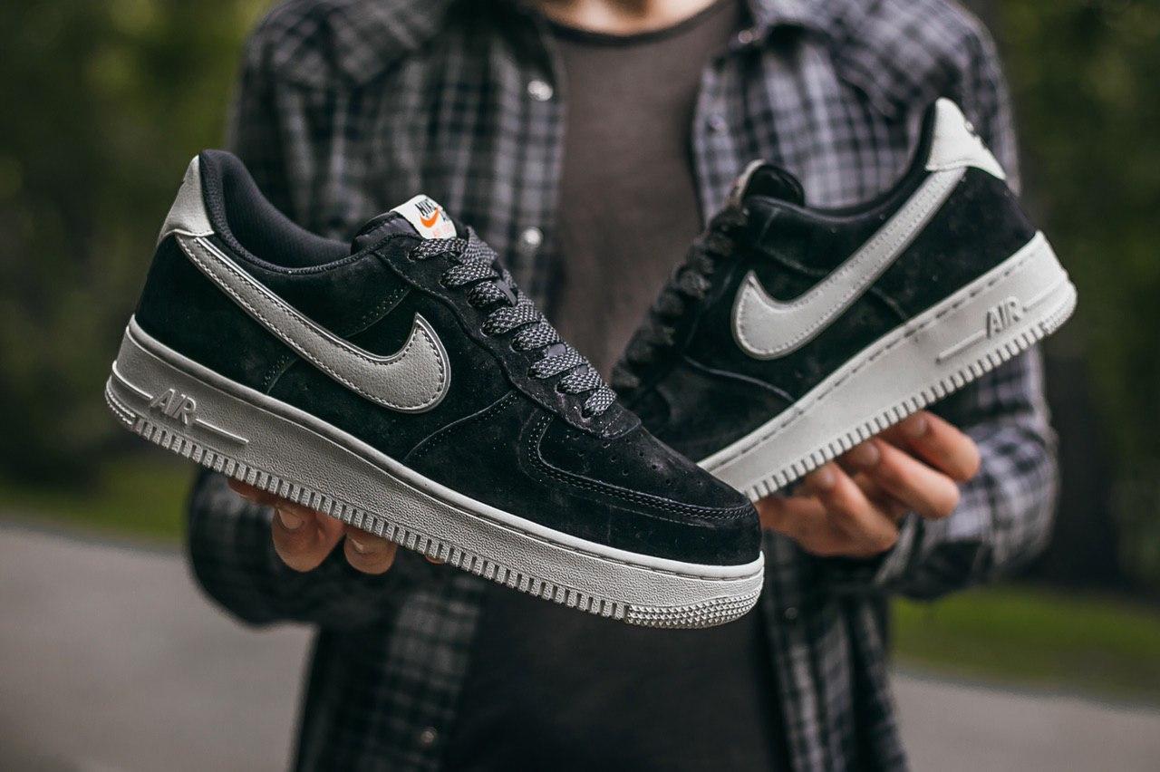nike air force black and white suede