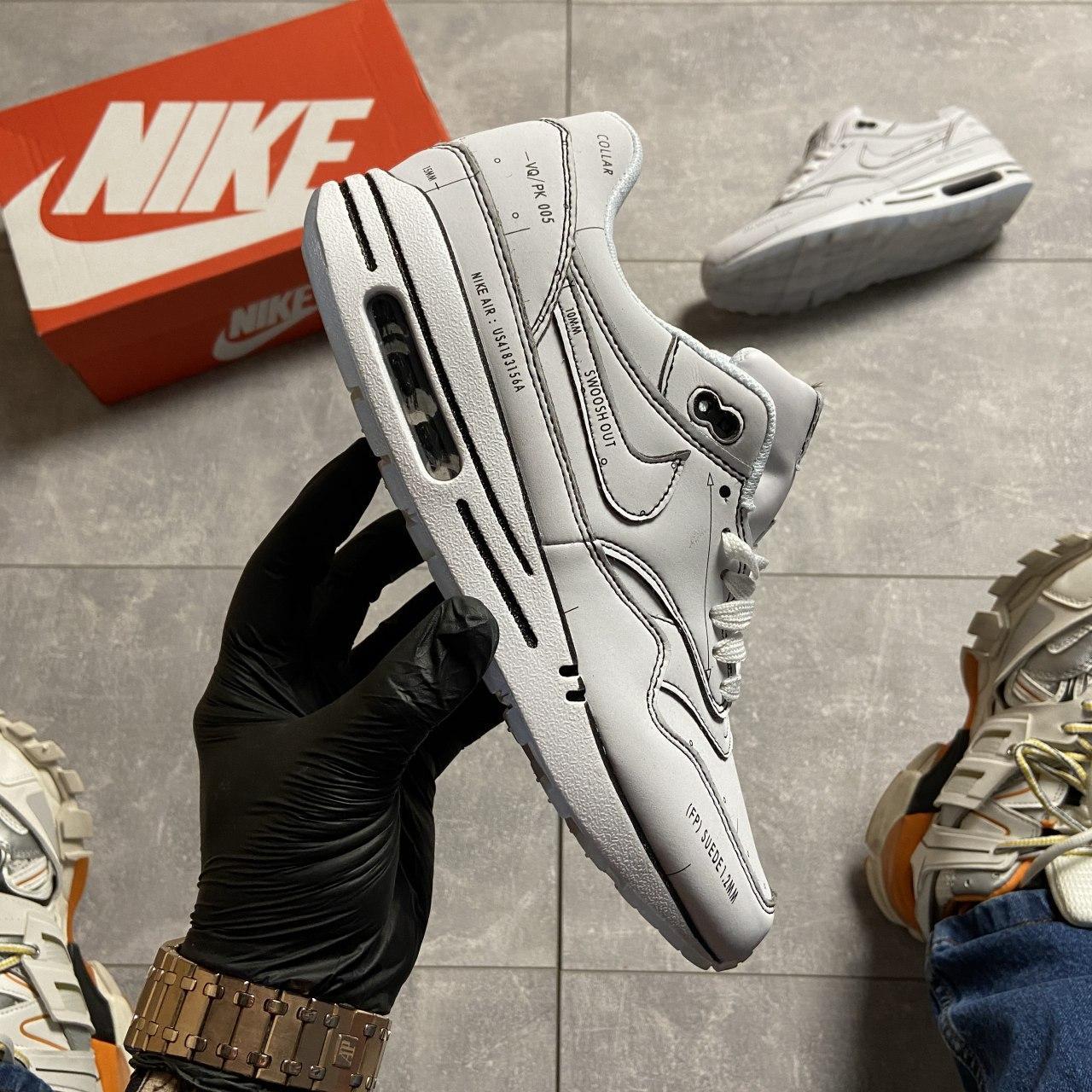

Nike Air Max 1 Schematic White/Black Lines, Белый