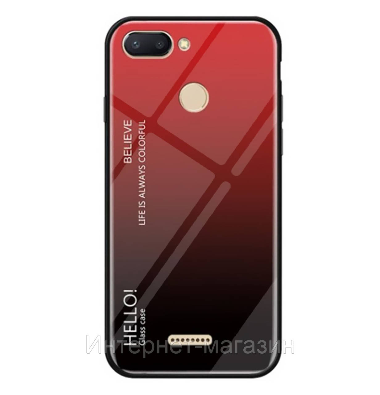 

Чехол-накладка TPU+Glass Gradient HELLO для Xiaomi Redmi 6 Red, Красный