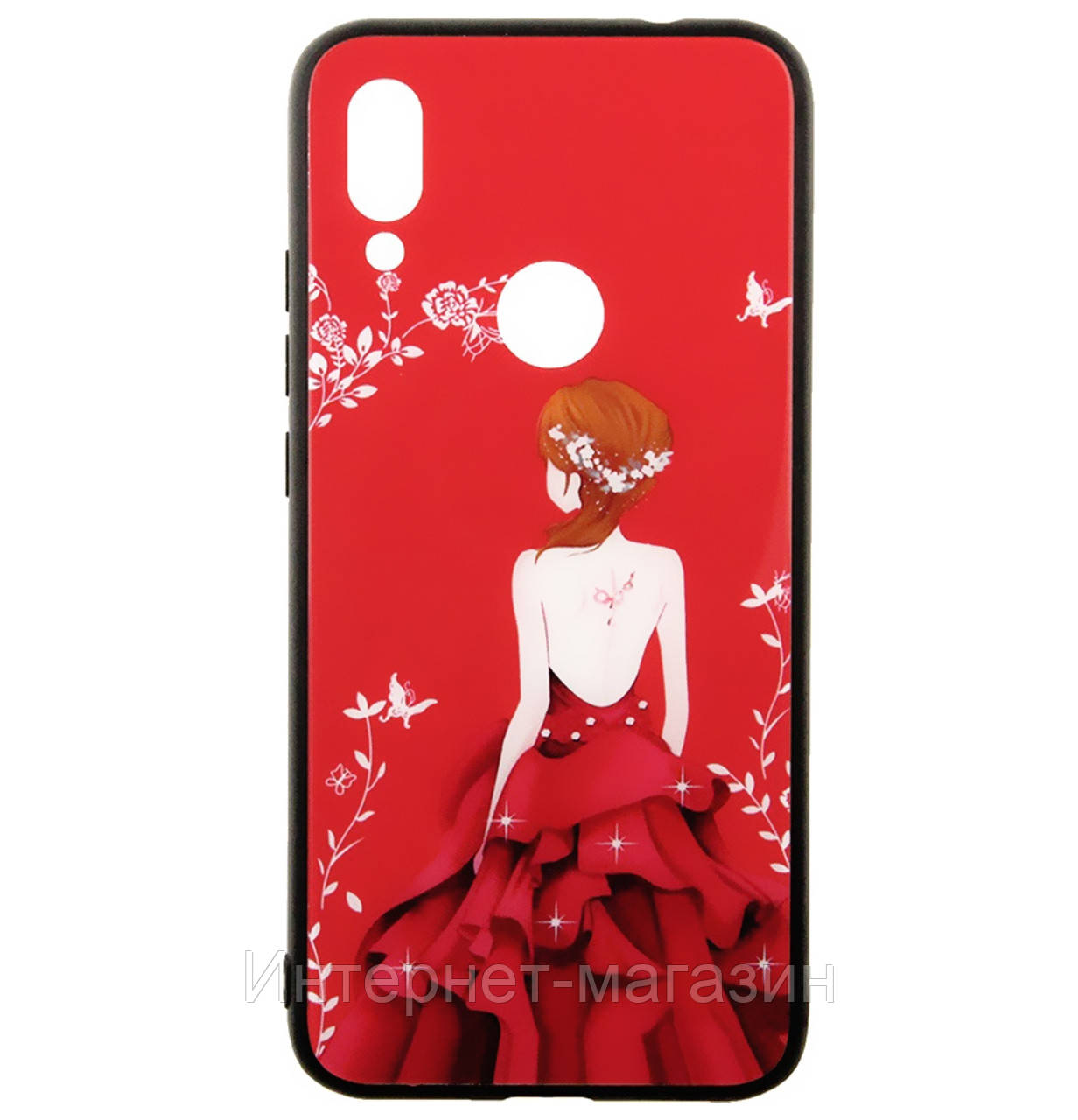 

Чехол-накладка TPU+Glass Fashionable Case для Xiaomi Redmi 7 (Red Dress Girl), Разноцветный