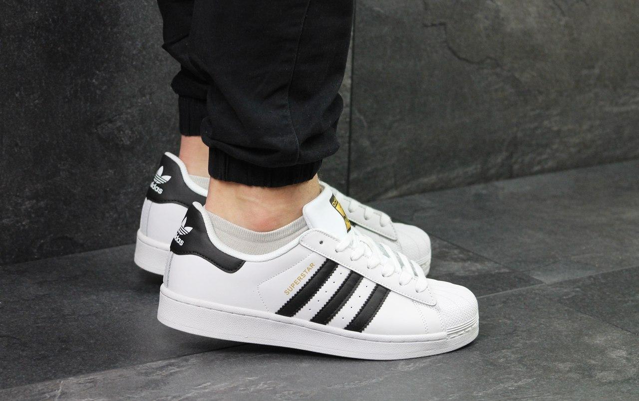 

Мужские кроссовки в стиле Adidas Superstar, белые 41(26 см), размеры:41,42,43,44,45