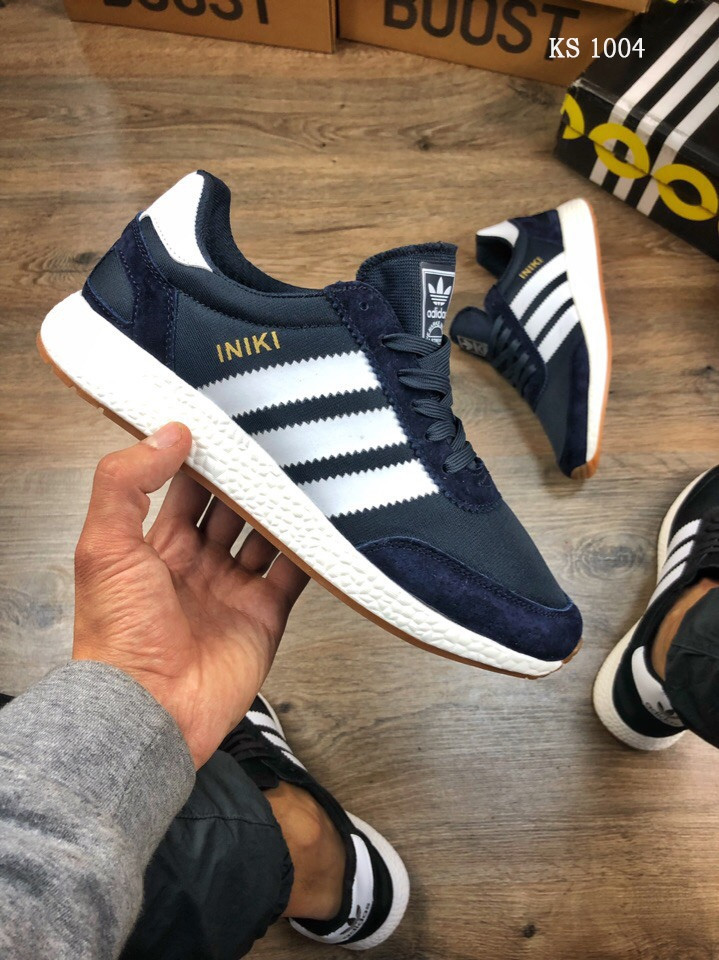 

Мужские кроссовки в стиле Adidas Iniki Runner, замша, сетка, синие 43(27,5 см), размеры:43,44