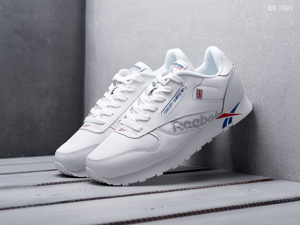 

Мужские кроссовки в стиле Reebok, кожа, сетка, белые 45(29 см), размеры:44,45