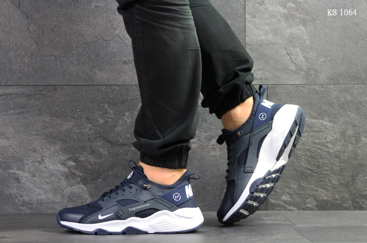 

Мужские кроссовки в стиле Nike Huarache fragment design, сетка, синие с белым 44(28 см), размеры:44,46