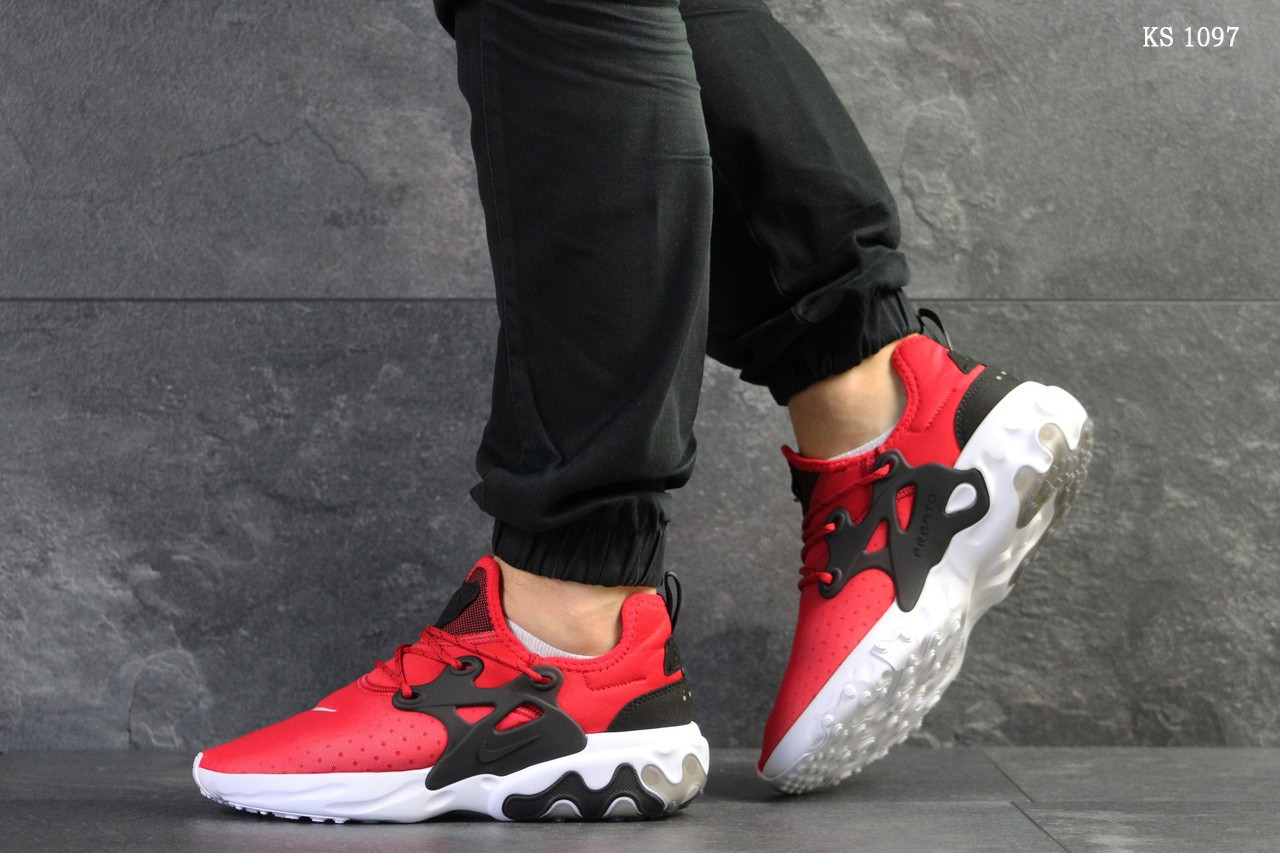 Мужские кроссовки в стиле Nike Presto React, текстиль, красные с черным 45(29 см), размеры:41,42,43,44,45
