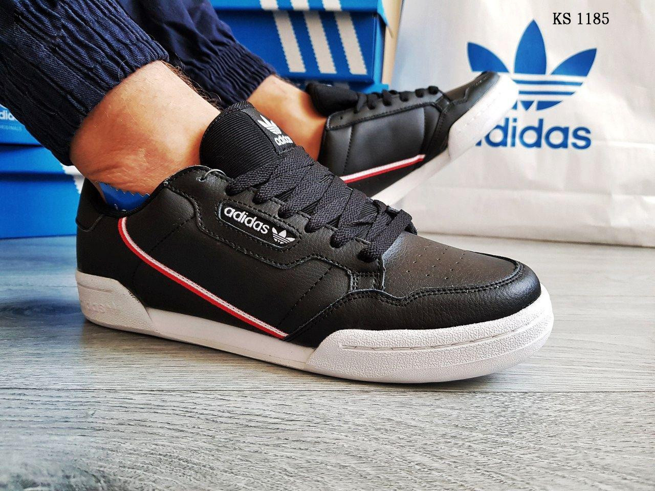 

Мужские кроссовки в стиле Adidas Continental 80, кожа, черные с белым 43(27,5 см), размеры:40,43