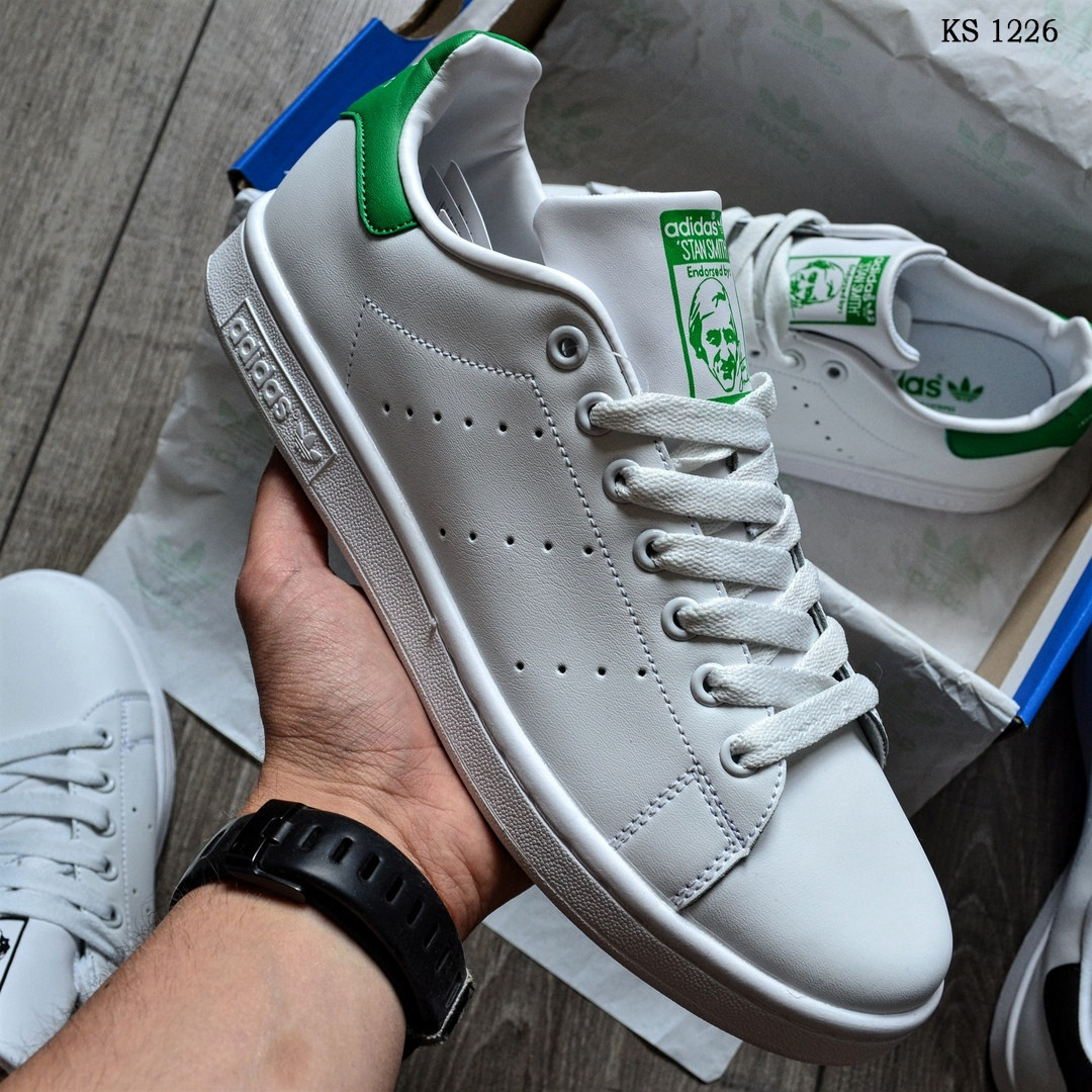 

Мужские кроссовки в стиле Adidas Stan Smith, кожа, белые с зеленым 44(28 см), размеры:44,45