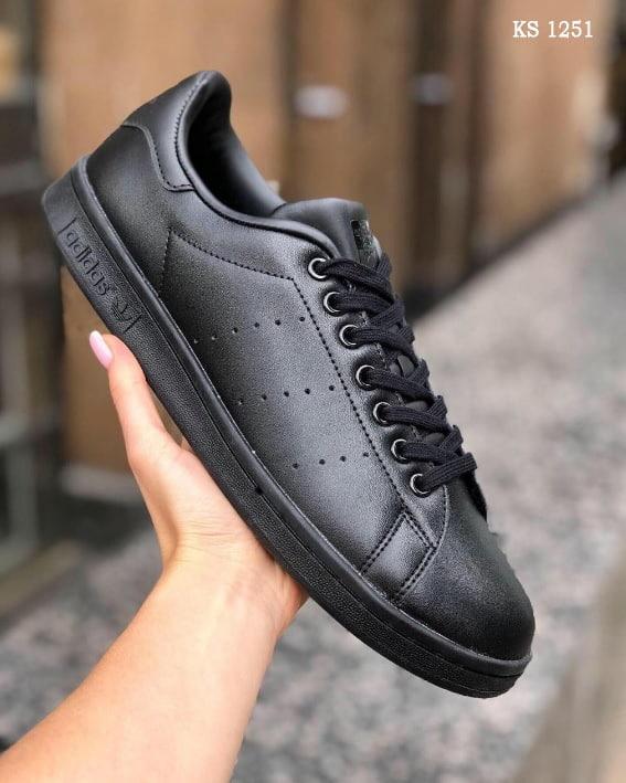 

Мужские кроссовки в стиле Adidas Stan Smith, кожа, черные 45(29 см), размеры:43,44,45