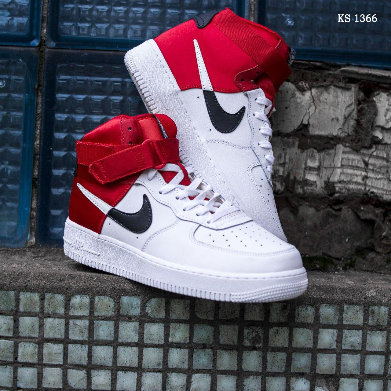 

Мужские кроссовки в стиле Nike Air Force 1 07 Mid LV8, кожа, белые с красным 43(27,5 см), размеры:41,42,43,44