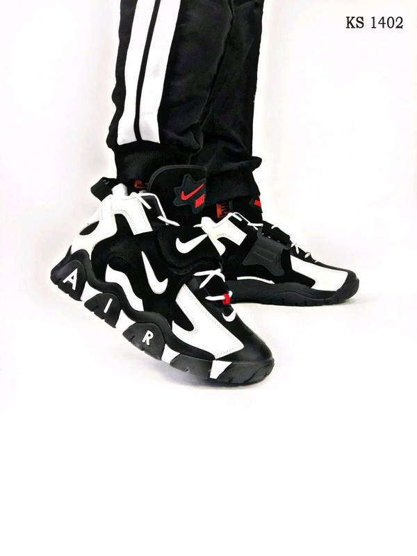 

Мужские кроссовки в стиле Nike Air Barrage Mid, кожа, черные с белым 44(28 см), последний размер
