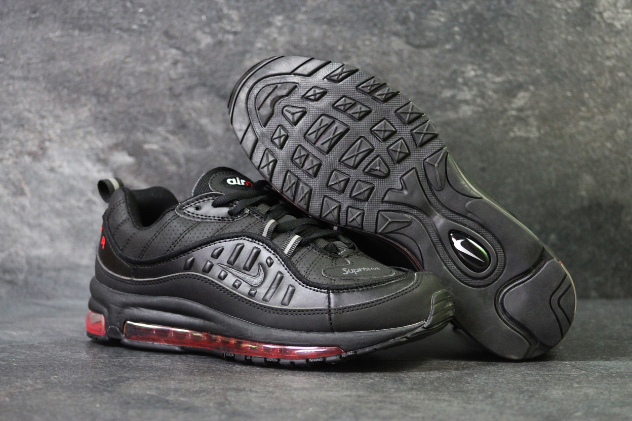 

Мужские кроссовки в стиле Nike Air Max 98 x Supreme Black, черные 43(27,4 см), размеры:43,44