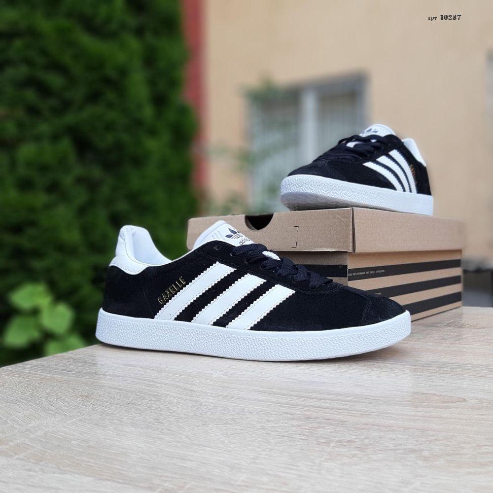 

Мужские кроссовки в стиле Adidas Gazelle, замша, черные с белым, 41 (25,5 см), размеры:41,45