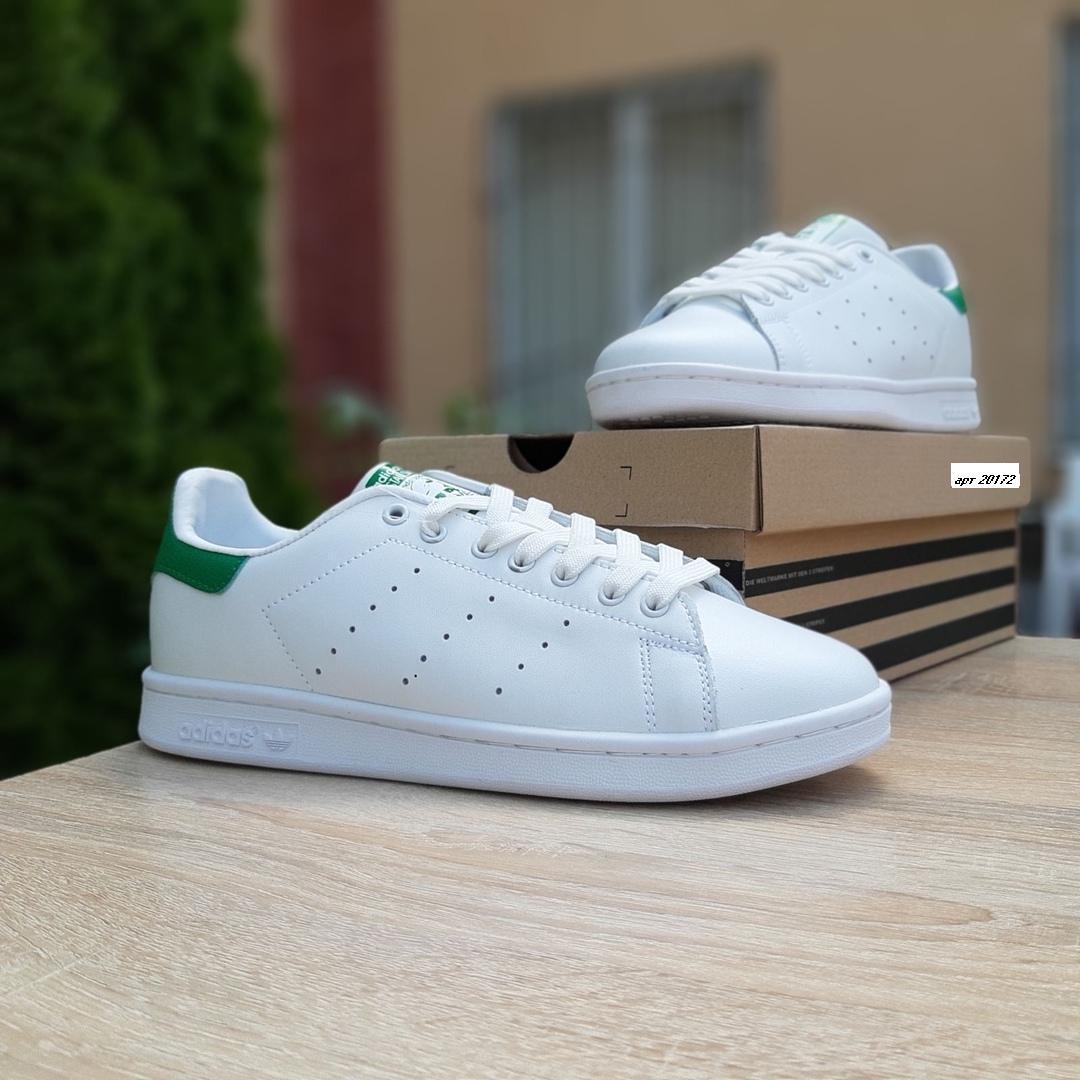 

Женские кроссовки в стиле Adidas Stan Smith, кожа, белые с зеленым, 38 (23,5 см), размеры:37,38,39,40