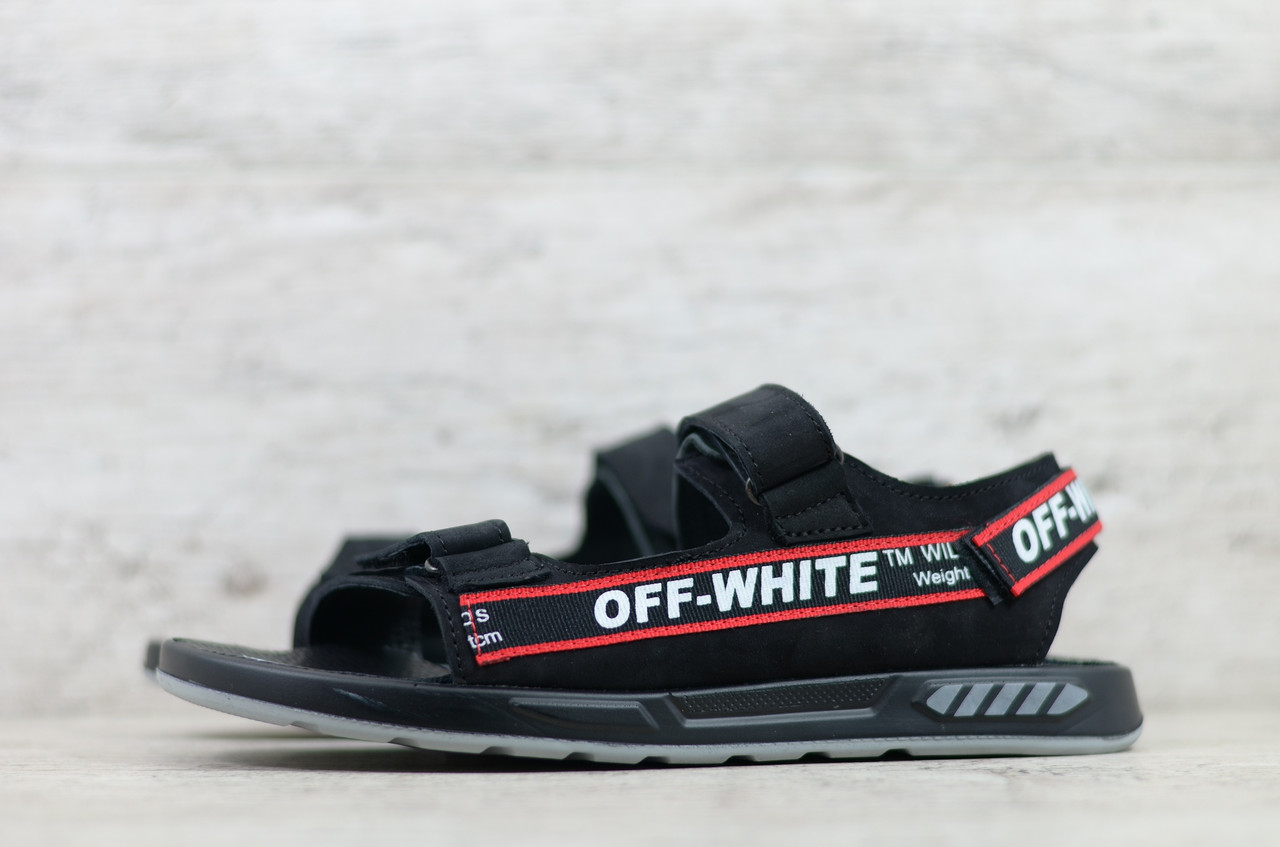 

Мужские сандалии в стиле Off-White, нубук, текстиль, черные 43(28,5 см), размеры:41,42,43