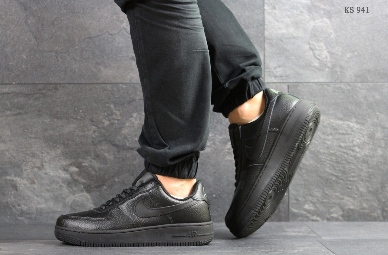 Мужские кроссовки в стиле Nike Air Force AF 1, черные 44(28 см), последний размер