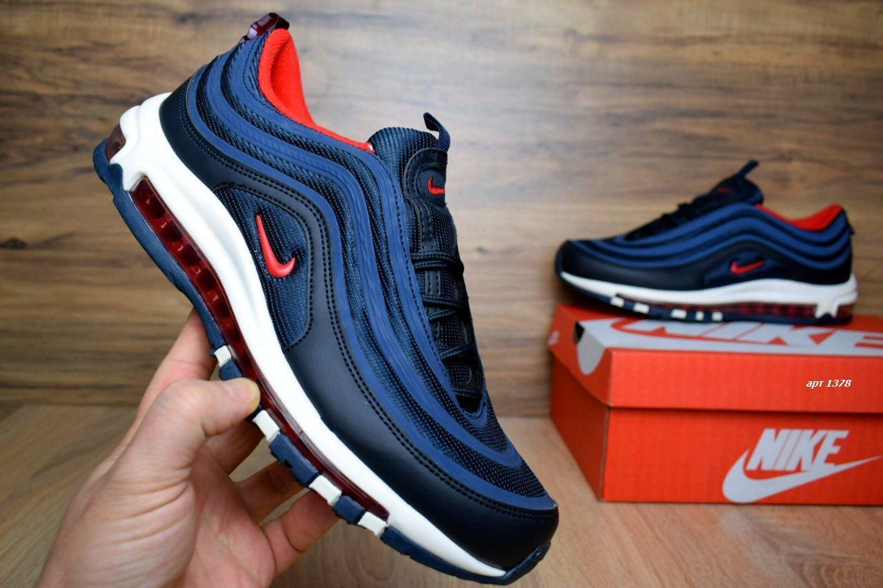 

Мужские кроссовки в стиле Nike Air Max 97, синий с красным 44(28,5 см), последний размер