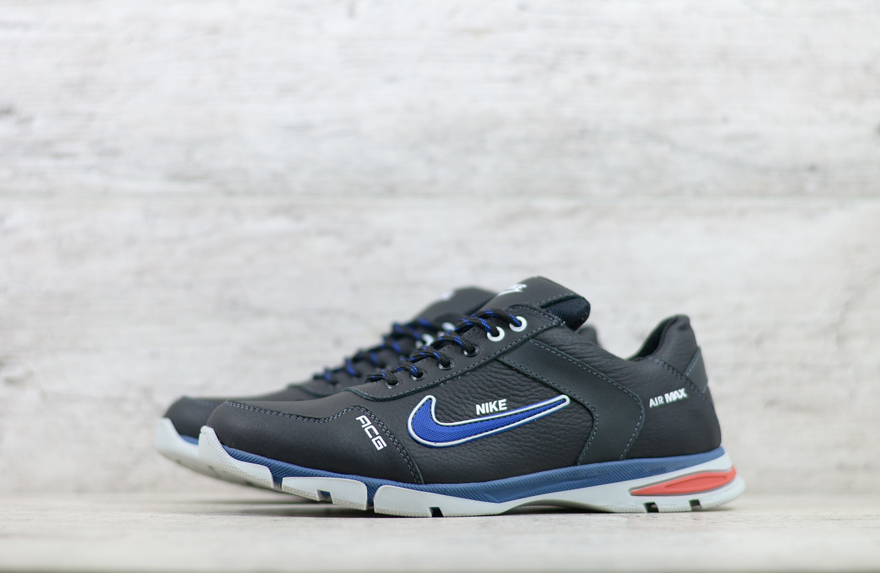 

Мужские кроссовки в стиле Nike, кожа, черные с синим 43 (28,5 см), размеры:40,41,42,43,44,45