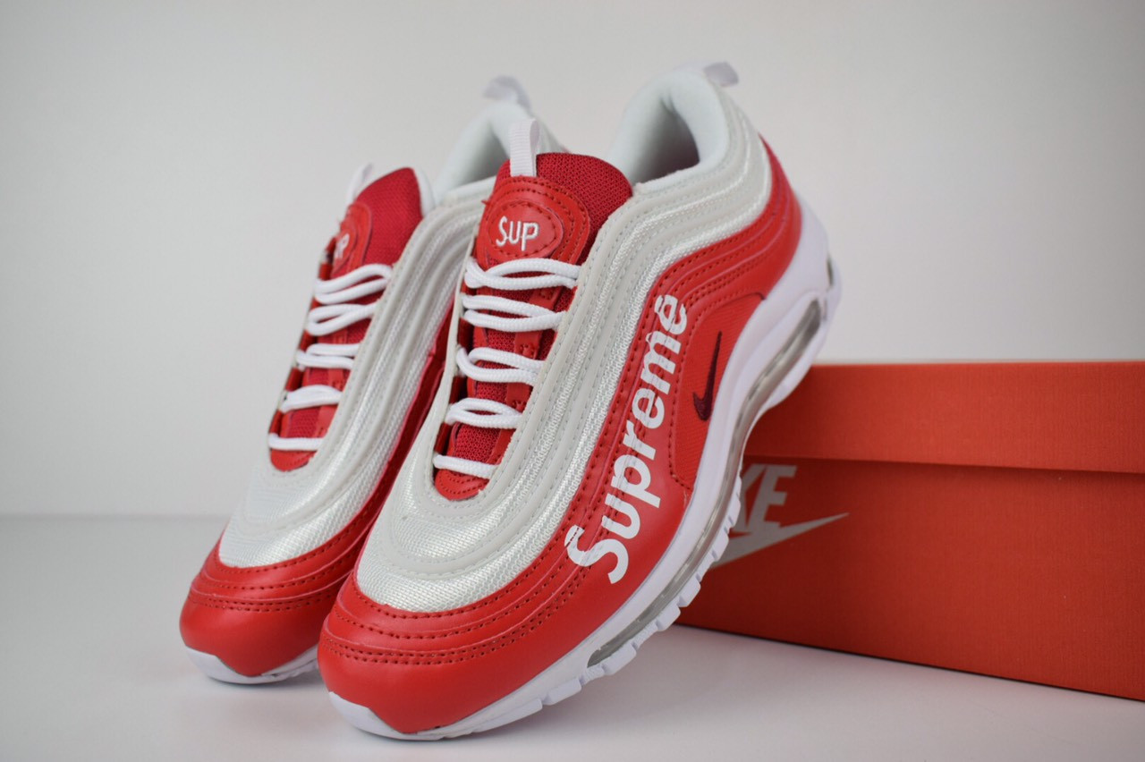 

Мужские кроссовки в стиле Nike AirMax 97 & Supreme, красные 44(28 см), последний размер