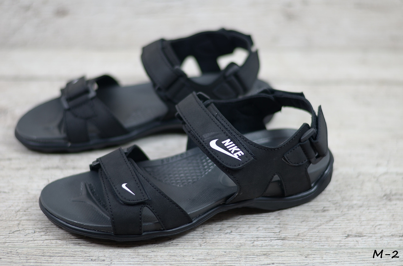 

Мужские сандалии в стиле Nike, нубук, черные 42(27,5 см), размеры:42,43,45