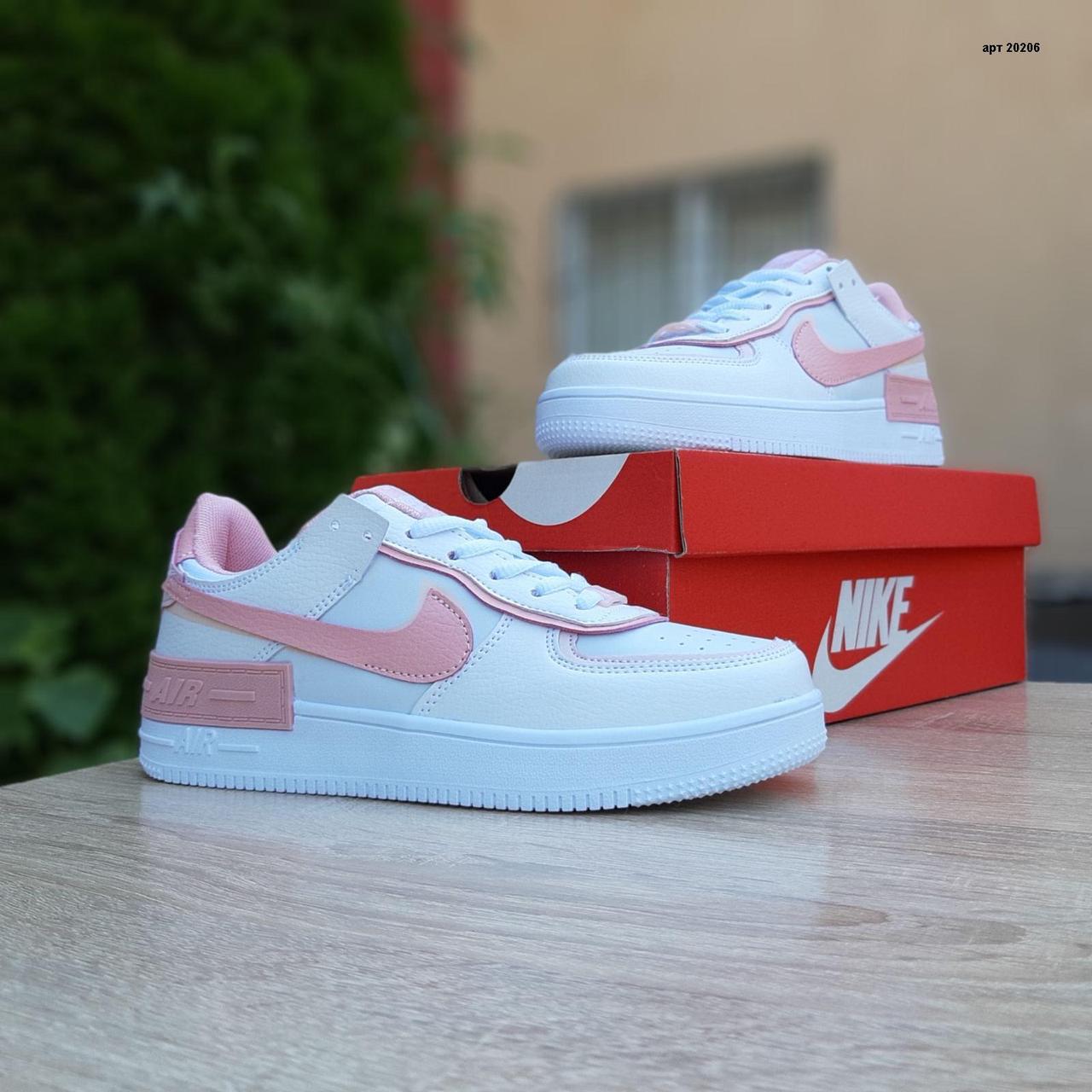 

Женские кроссовки в стиле Nike Air Force 1 Shadow, кожа, белые с пудрой, 38 (24 см), размеры:36,37,38,39,40,41