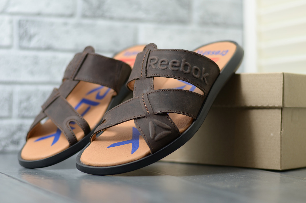 

Мужские шлепанцы в стиле Reebok, натуральная кожа, коричневые 41, размеры:40,41,42,43,44