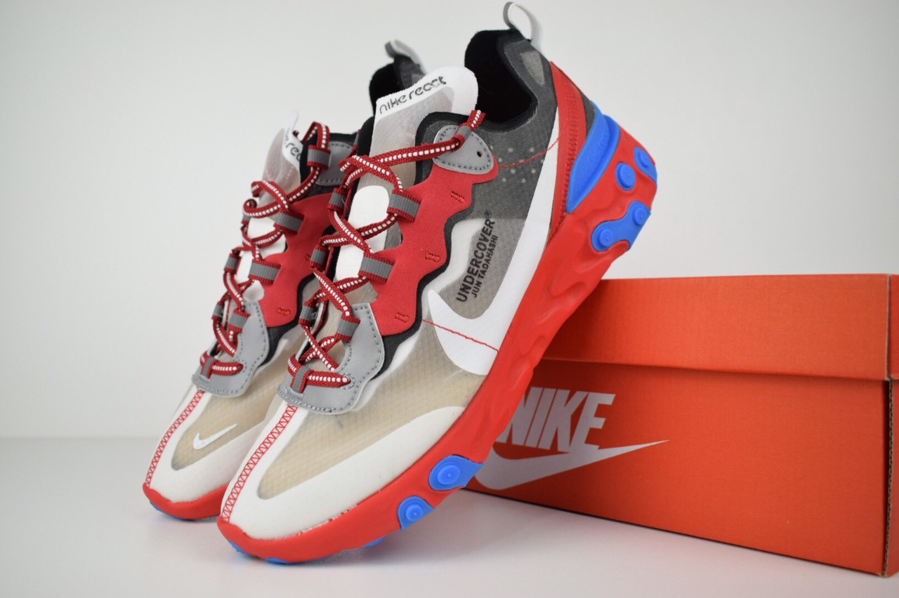 

Мужские кроссовки в стиле Nike React Element 87 x Undercover, красные с синим 41(26,5 см)