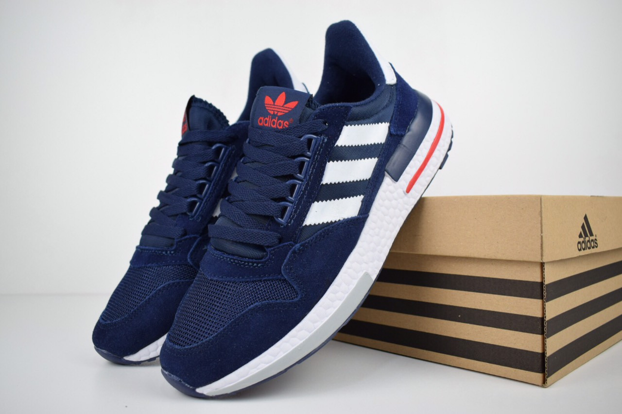 

Мужские кроссовки в стиле Adidas ZX 500, замша, текстиль, сетка, синие 46(29,5 см), размеры:41,42,44,46