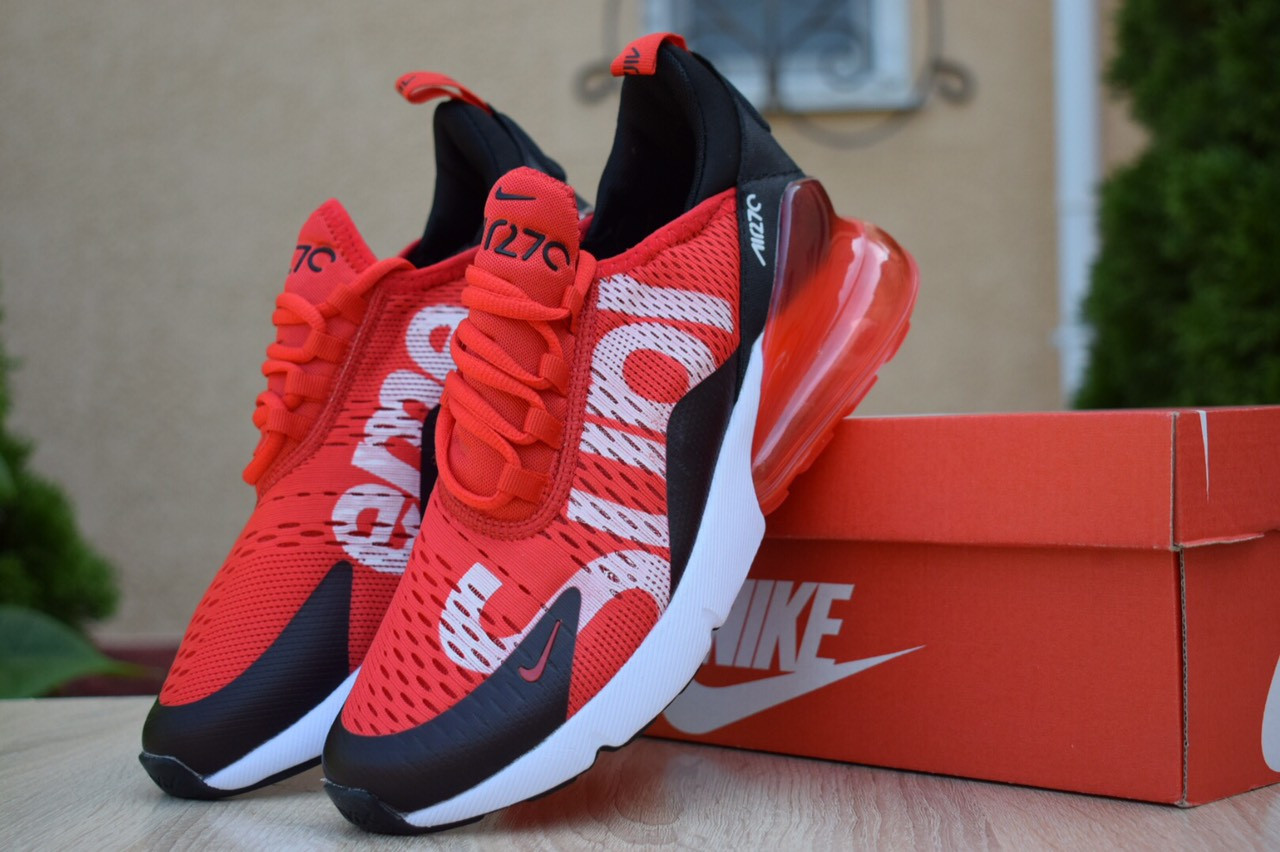 

Мужские кроссовки в стиле Nike Air Max 270 Supreme, текстиль, сетка со вставкой Max Air, красные 43(27,5 см)