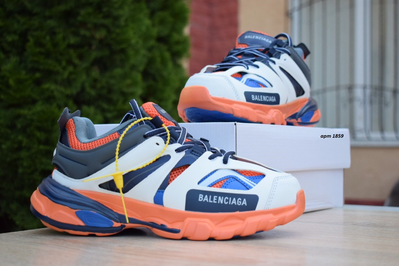 

Мужские кроссовки в стиле BALENCIAGA Track, текстиль, сетка, кожа, синие с белым 42(26,5 см), размеры:42,43