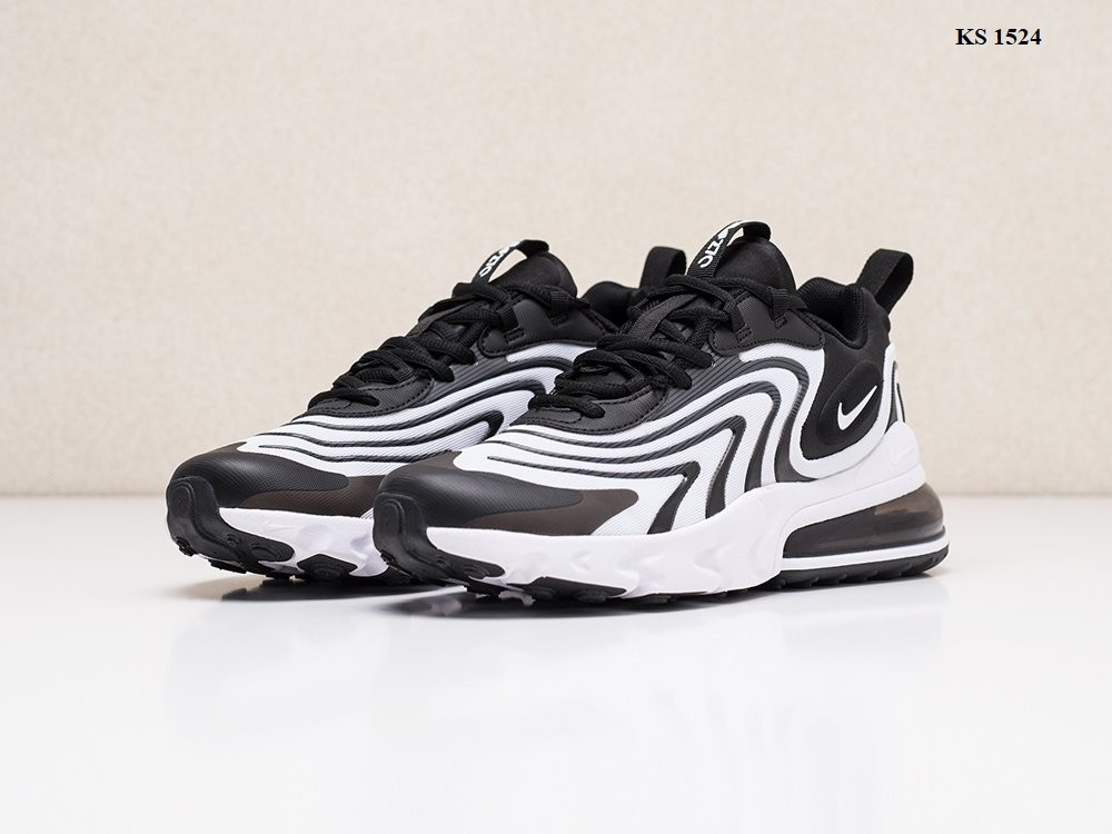 

Мужские кроссовки в стиле Niike Air Max 270 React Eng, текстиль, черные с белым 45 (29 см)